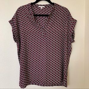 Pleione Short Sleeve Split Neck Blouse